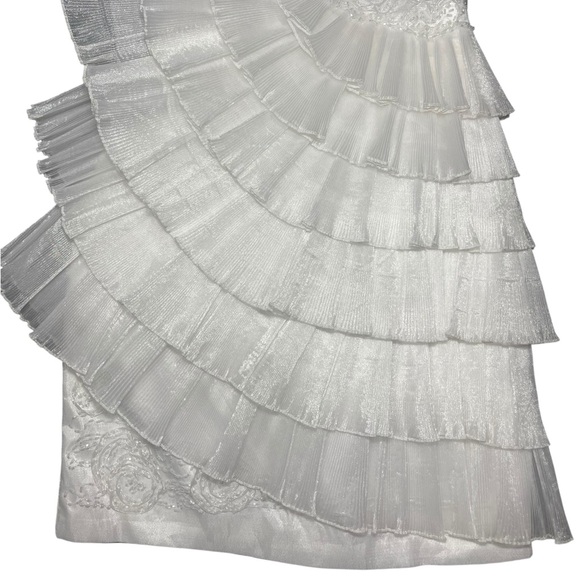 Cinderella Devine Vtg 3D Beaded Tiered Strapless White Wedding Cocktail Dress - Picture 4 of 16